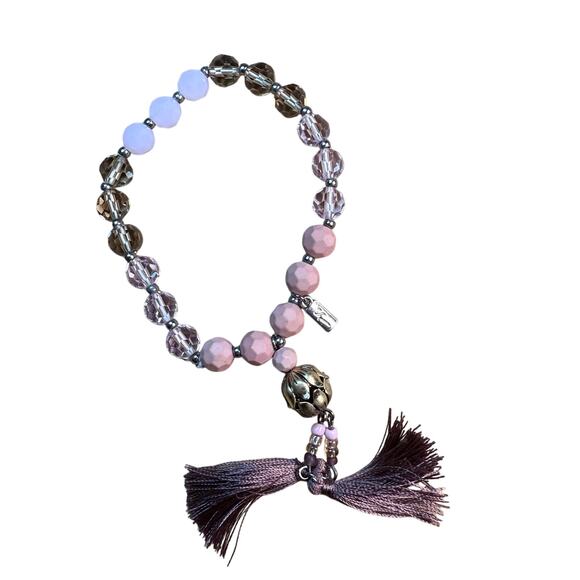 Vera Wang Pink Beaded Charm Bracelet with Tassel - Elegant - Picture 1 of 8